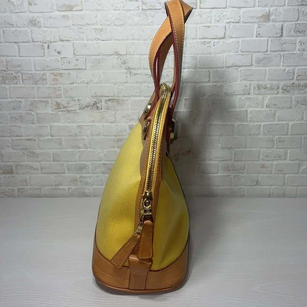 Dooney & Bourke Alma Leather Canvas Satchel Handbag Purse with Removable Strap